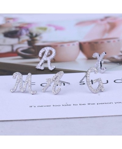 Initial Letter Earrings Shiny Small Dainty Statement Stud Earrings Personalized Earrings for Girls Women Silver A $11.85 Stud