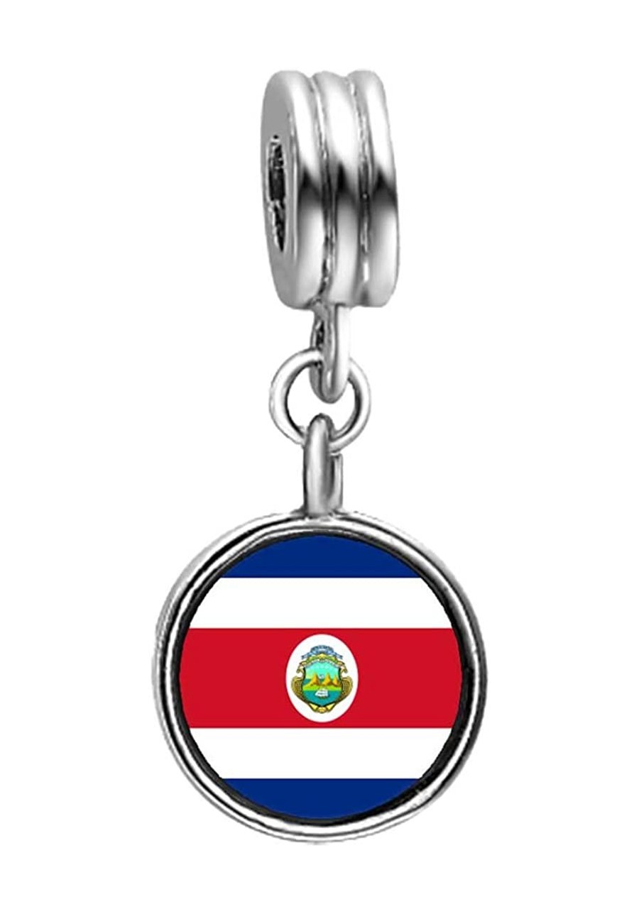 Costa Rica Flag Photo Purple Amethyst Crystal February Birthstone Flower Dangle Charm Bracelets $26.92 Charms & Charm Bracelets