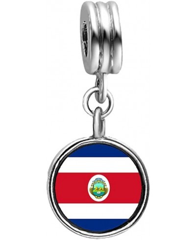 Costa Rica Flag Photo Purple Amethyst Crystal February Birthstone Flower Dangle Charm Bracelets $26.92 Charms & Charm Bracelets