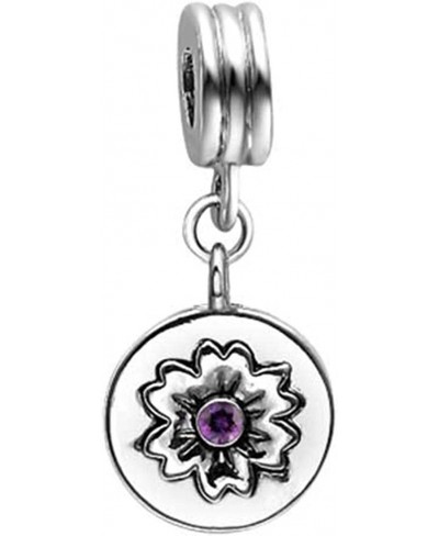 Costa Rica Flag Photo Purple Amethyst Crystal February Birthstone Flower Dangle Charm Bracelets $26.92 Charms & Charm Bracelets