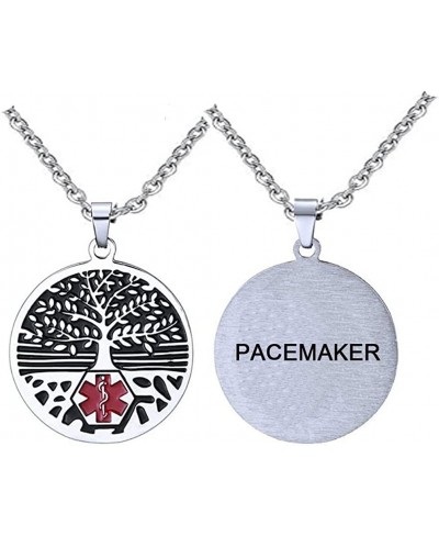 Medical Alert Necklace Tree of Life for Women Emergency Family Sport Medical ID Engraved Tag Diabetes Pendant for Necklaces M...