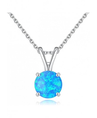 Sterling Silver Necklace Created Opal Pendant Necklace for Women Hypoallergenic Necklace $25.36 Pendant Necklaces