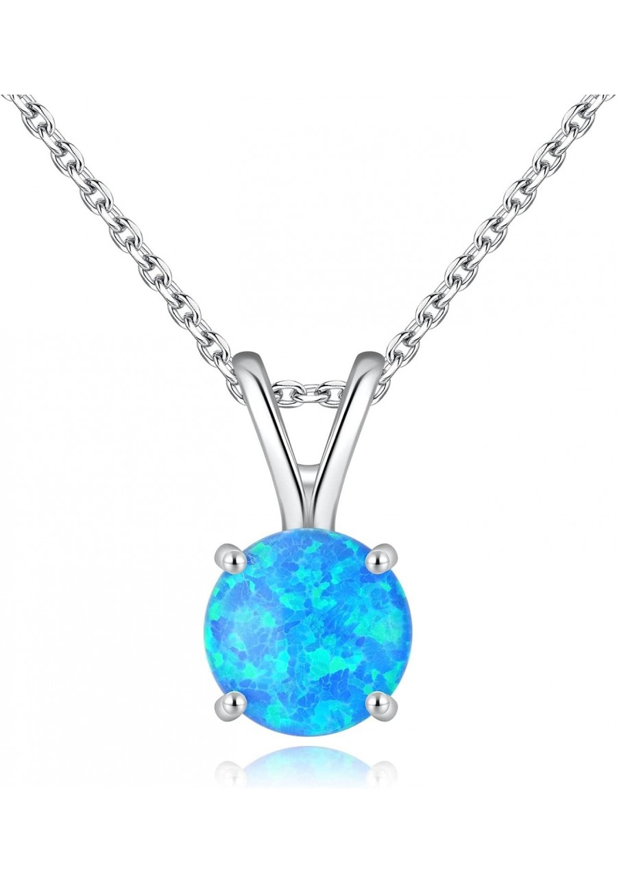 Sterling Silver Necklace Created Opal Pendant Necklace for Women Hypoallergenic Necklace $25.36 Pendant Necklaces