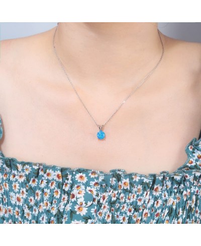 Sterling Silver Necklace Created Opal Pendant Necklace for Women Hypoallergenic Necklace $25.36 Pendant Necklaces