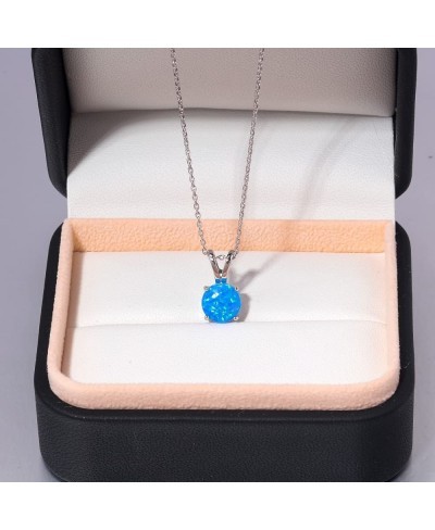 Sterling Silver Necklace Created Opal Pendant Necklace for Women Hypoallergenic Necklace $25.36 Pendant Necklaces