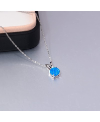 Sterling Silver Necklace Created Opal Pendant Necklace for Women Hypoallergenic Necklace $25.36 Pendant Necklaces