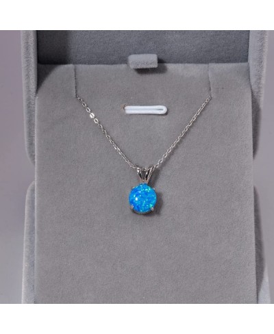 Sterling Silver Necklace Created Opal Pendant Necklace for Women Hypoallergenic Necklace $25.36 Pendant Necklaces