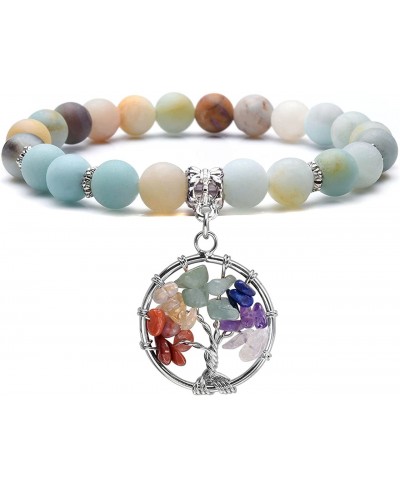 Healing Crystals Beaded Bracelet 7 Chakra Yoga Meditation Stone Bracelets Tree of Life Stretch Bracelet for Women Girls $10.4...