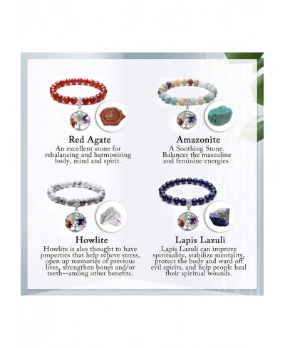 Healing Crystals Beaded Bracelet 7 Chakra Yoga Meditation Stone Bracelets Tree of Life Stretch Bracelet for Women Girls $10.4...