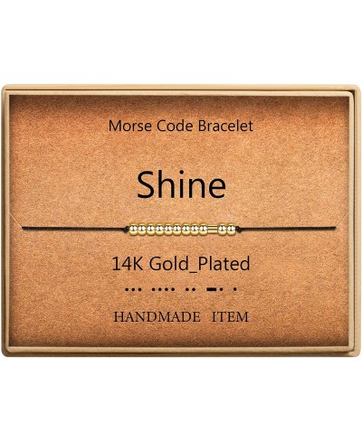 Shine Bracelet Morse Code Jewelry Gift for Mother 14k Gold Plated Beads on Silk Cord Inspirational Gift for Her $15.17 Strand