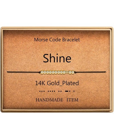 Shine Bracelet Morse Code Jewelry Gift for Mother 14k Gold Plated Beads on Silk Cord Inspirational Gift for Her $15.17 Strand