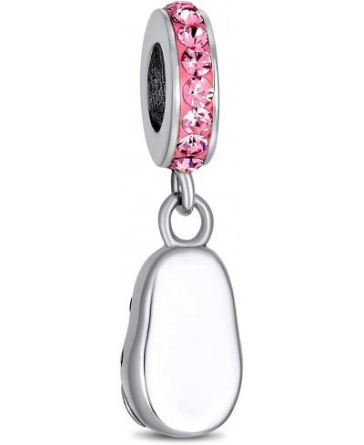 Personalized Pink Crystal Heart Shoe Dangle Charm Bead For New Mother For Women Sterling Silver Fits European Bracelet $19.14...