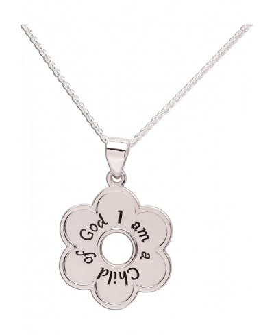 Girl's Sterling Silver"I Am a Child of God" Daisy Necklace Religious Baptism and First Communion Gift for Girls $28.23 Pendan...