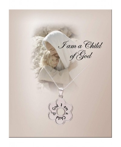 Girl's Sterling Silver"I Am a Child of God" Daisy Necklace Religious Baptism and First Communion Gift for Girls $28.23 Pendan...