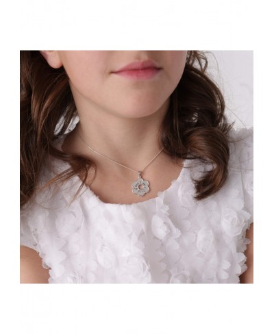 Girl's Sterling Silver"I Am a Child of God" Daisy Necklace Religious Baptism and First Communion Gift for Girls $28.23 Pendan...