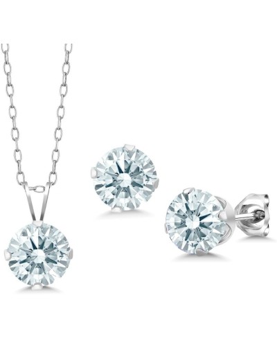 White 925 Sterling Silver Pendant Earrings Set Set with Zirconia $40.04 Jewelry Sets