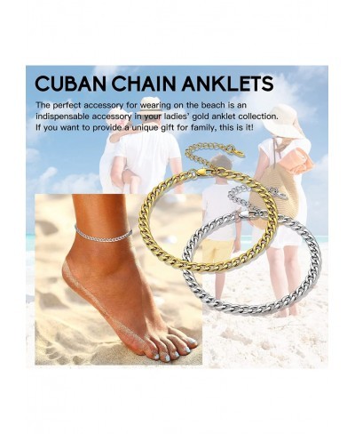 Anklets for Women Men 5mm Gold Cuban/Figaro/Mariner Chain Link Stainless Steel/Gold/Rose Anklet Bracelets Minimalist Ankle Fo...