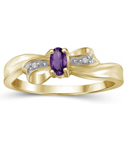 0.21 CTW Amethyst & Accent White Diamonds Ring in 14K Gold Over Silver $19.17 Statement