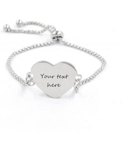 Custom Heart Bracelet with Text & Photo Stainless Steel Name Date Pet Picture Engraved Link Bracelets Personalized Adjusted B...