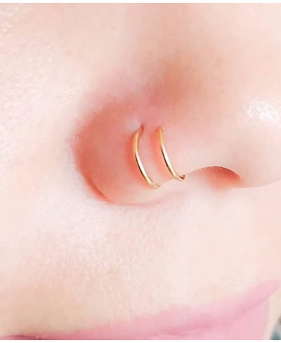 Fake Noes Ring Hoop Fake Double Hoop Fake Nose Rings for Women Men Fake Nose Piercing Fake Lip Rings and Fake Nose Ring $9.30...