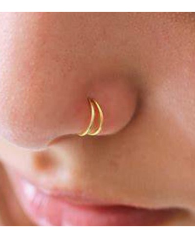 Fake Noes Ring Hoop Fake Double Hoop Fake Nose Rings for Women Men Fake Nose Piercing Fake Lip Rings and Fake Nose Ring $9.30...