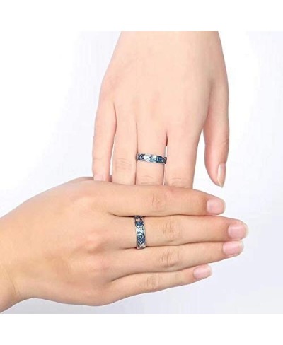 2pcs S925 Sterling Silver Rings Van Gogh's Sky Design Handmade Unique Blue Open Band Ring Promise Ring Size 5-9.5 Jewelry Gif...