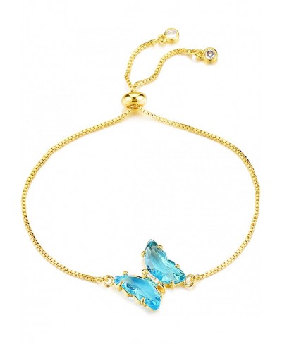 Butterfly Crystal Bracelet for Women Butterflies Birthstone Bracelet Gold Adjustable Bracelet Bridal Jewelry Bracelet Valenti...