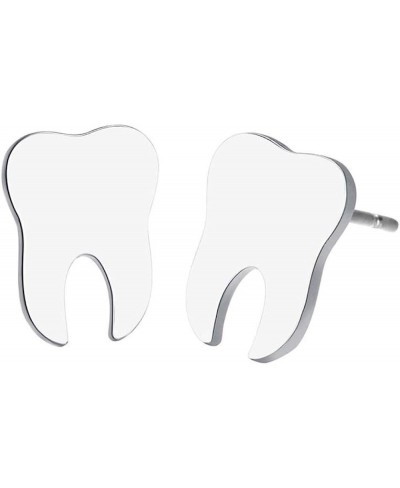 Dentist Tooth Stud Earrings for Women Men Doctor Nurse Earring Jewelry (silver) $12.97 Stud