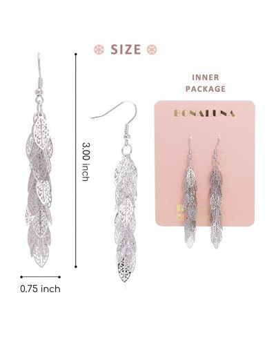 Bohemian Multi Layered Filigree Leaves Dangle Drop Long Statement Earrings $11.54 Drop & Dangle