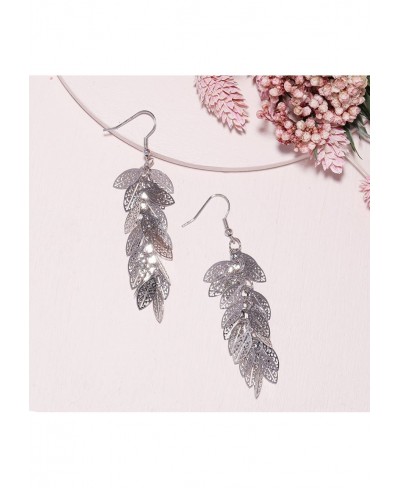 Bohemian Multi Layered Filigree Leaves Dangle Drop Long Statement Earrings $11.54 Drop & Dangle