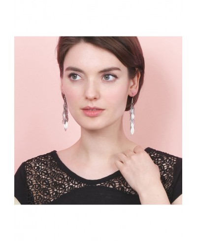 Bohemian Multi Layered Filigree Leaves Dangle Drop Long Statement Earrings $11.54 Drop & Dangle