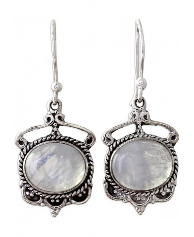 Oval Rainbow Moonstone .925 Sterling Silver Dangle Earrings Moonlit Decadence' $26.45 Drop & Dangle