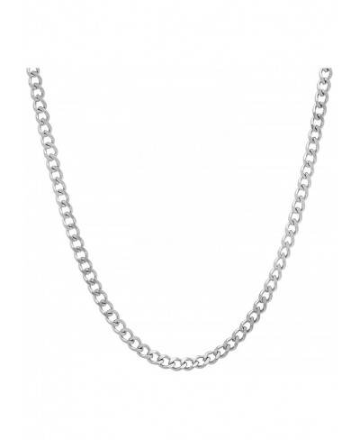 3mm High-Polished Stainless Steel Beveled Curb Chain Necklace $22.24 Chains