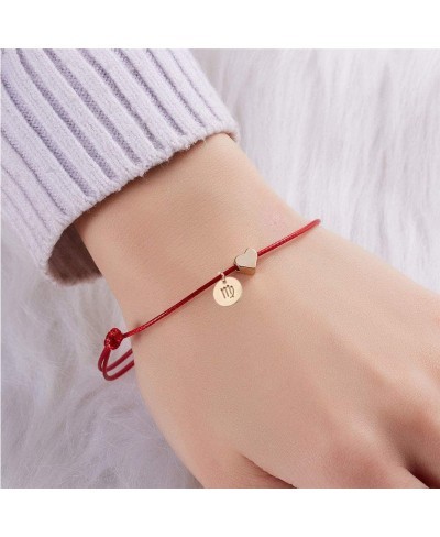 Love Heart Constellation Bracelet for Women Handmade Braided Rope Round Disc Coin Zodiac Bracelet Charm Fashion Red String Fr...