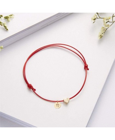 Love Heart Constellation Bracelet for Women Handmade Braided Rope Round Disc Coin Zodiac Bracelet Charm Fashion Red String Fr...