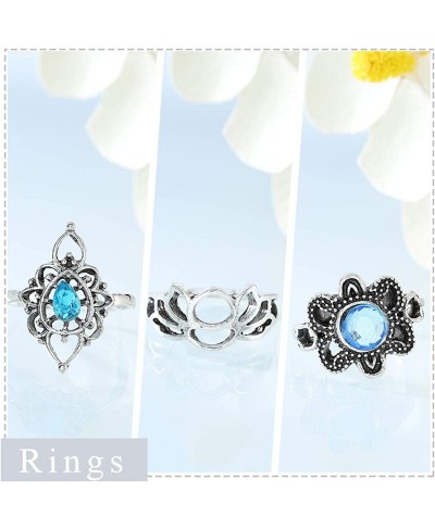 Boho Crystal Joint Knuckle Rings Silver Flower Turtle Midi Stackable Finger Rings Set Jewelry for Women and Girls 13PCS $7.21...