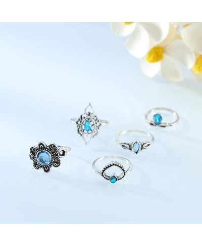 Boho Crystal Joint Knuckle Rings Silver Flower Turtle Midi Stackable Finger Rings Set Jewelry for Women and Girls 13PCS $7.21...