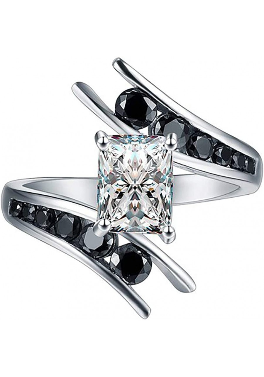 Raylynn Solid Sterling Silver Black CZ Engagement Wedding Bridal Ring Ginger Lyne Black Tie Collection $19.05 Statement