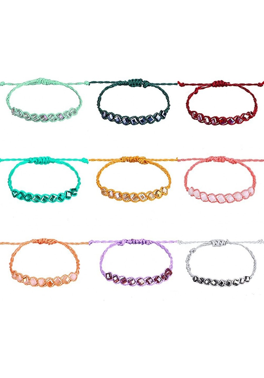 9Pcs Boho String Braided Crystal Bracelets for Women Girls Colorful Handmade Crystal Friendship Bracelets Waterproof Beaded C...