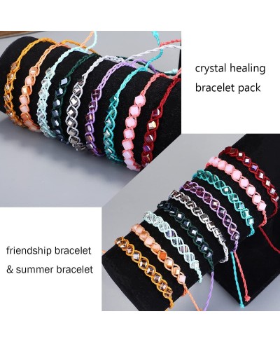 9Pcs Boho String Braided Crystal Bracelets for Women Girls Colorful Handmade Crystal Friendship Bracelets Waterproof Beaded C...