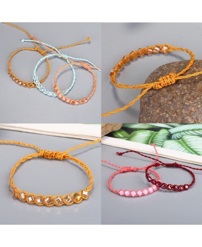 9Pcs Boho String Braided Crystal Bracelets for Women Girls Colorful Handmade Crystal Friendship Bracelets Waterproof Beaded C...