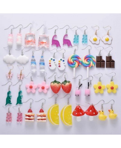 18-21 Pairs Cute Earrings Weird Earrings Set 3D Mushroom Goldfish Water Bottle Gummy Bear Dangle Aesthetic Earrings Food Earr...