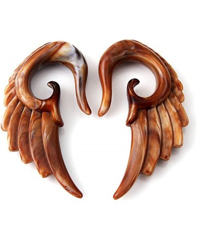 Acrylic Mustard and Brown Color Angel Wing Design Ear Taper Plugs Gauges $11.32 Piercing Jewelry