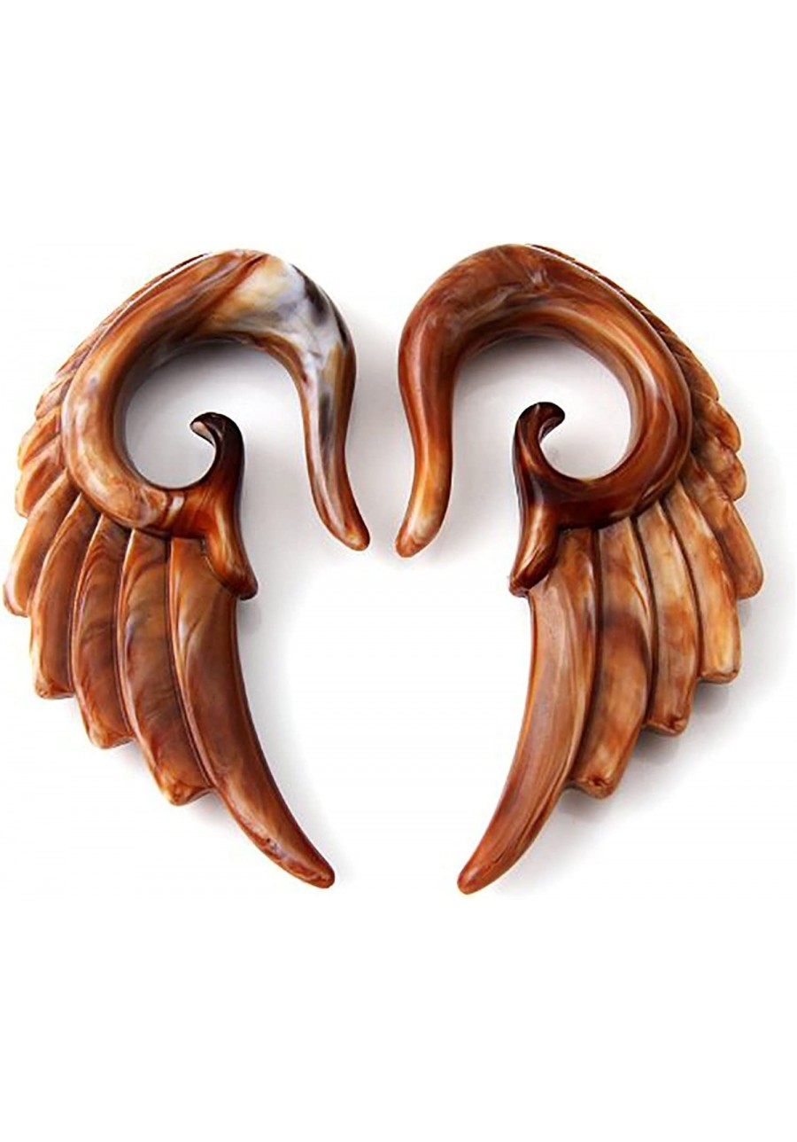 Acrylic Mustard and Brown Color Angel Wing Design Ear Taper Plugs Gauges $11.32 Piercing Jewelry