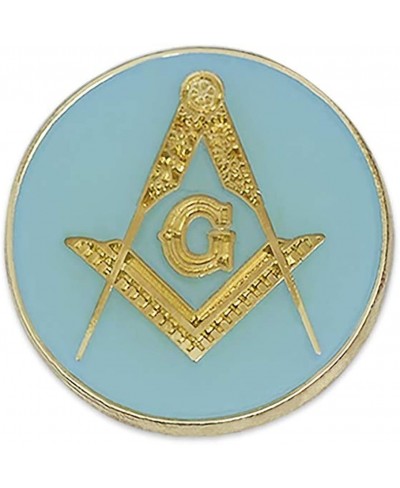 Square & Compass Round Masonic Lapel Pin - [Blue & Gold][7/8'' Diameter] $7.88 Brooches & Pins