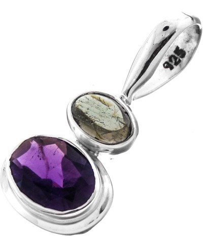 Dainty Green Tourmaline Oval Amethyst 925 Sterling Silver Pendant 7/8 $20.92 Pendants & Coins