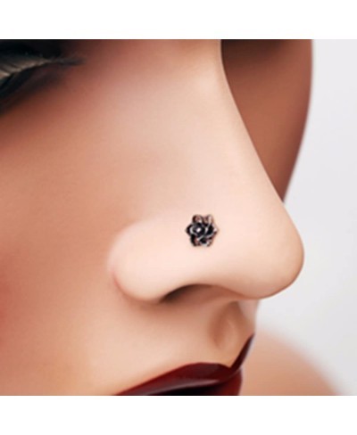 Camellia Flower Filigree Icon Nose Stud Ring 316L Surgical Steel $13.12 Piercing Jewelry