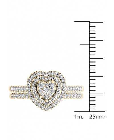 Heart-Shaped Zircon and Diamond Ring for Women 2pcs SIL_ver Jewelry Bridal Zircon Diamond Ring for Wedding Party Banquet $11....