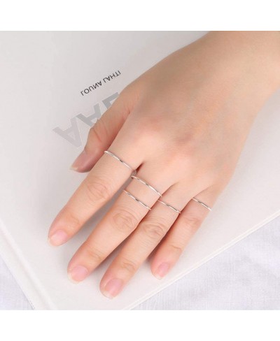 Cute Bands Ring Set 2mm Wide 8pcs Mothers Ring for Women Size 3-10 Titanium Stainless Steel Mom Ring Jewelry High Polished Su...