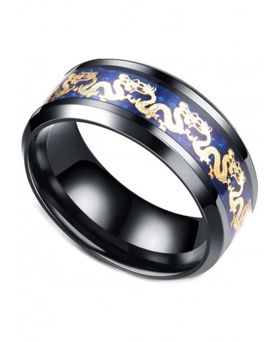 Fashion Carbon Fiber Band Ring Stainless Steel Dragon Ring $8.20 Bands